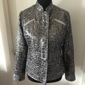 Chico’s metallic silver zip up jacket